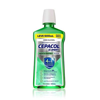 Enxaguante Bucal Cepacol Expert Menta Protect + Flúor Sem Álcool 500ml