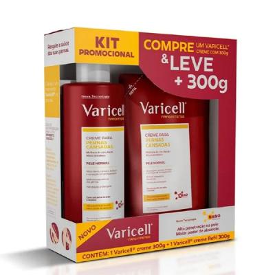 Creme Varicell para Pernas Cansadas Pele Normal 300g + Refil 300g