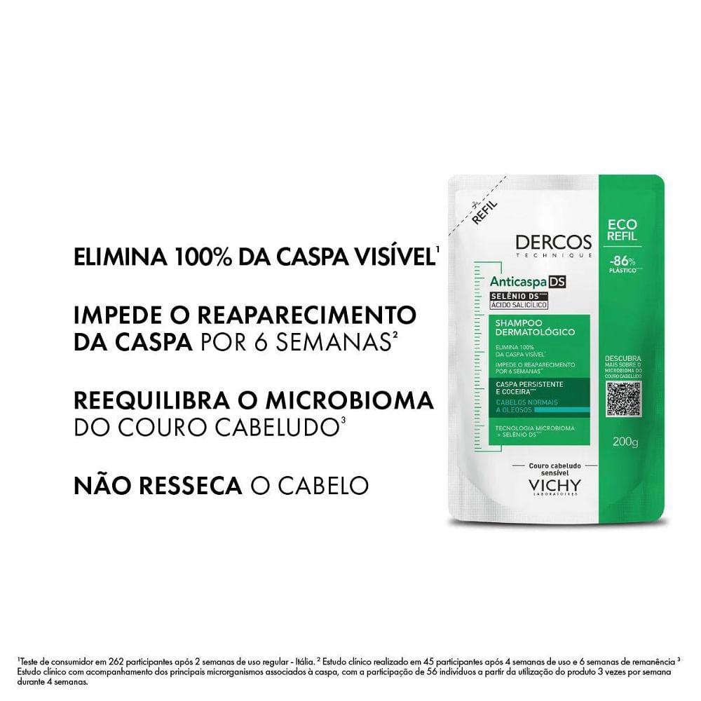 Refil Shampoo Anticaspa Ds Vichy Dercos Oily Cabelos Normais a Oleosos 200g - 4
