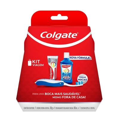 Kit Colgate Viagem com Escova + Creme Dental 30g + Solução Bucal 60ml
