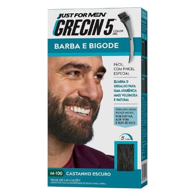 Color Gel Barba e Bigode Grecin 5 Castanho Escuro 28g