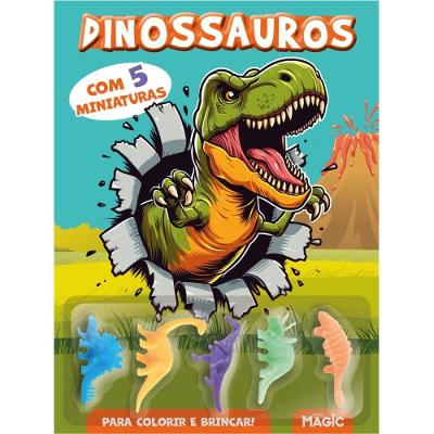 Livro Infantil Dinossauros Com 5 Miniaturas