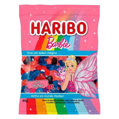 Bala Haribo Gelatina Barbie Fantasy Frutas 80G