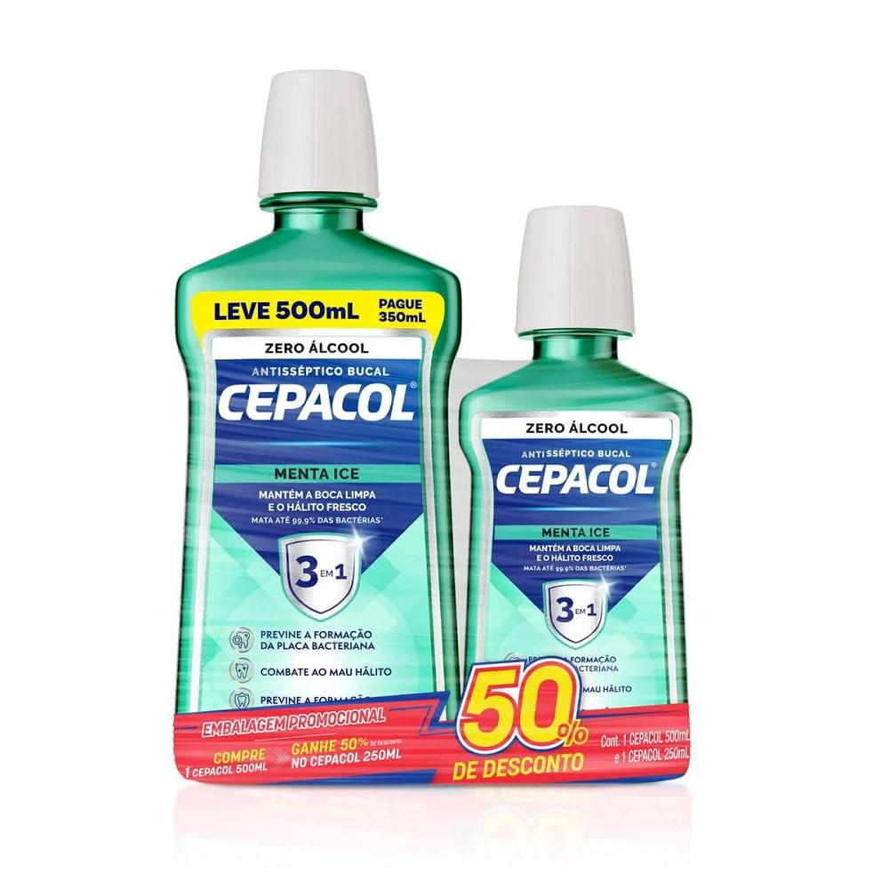 Kit Enxaguante Bucal Cepacol Menta Ice Sem Álcool 750ml - 1
