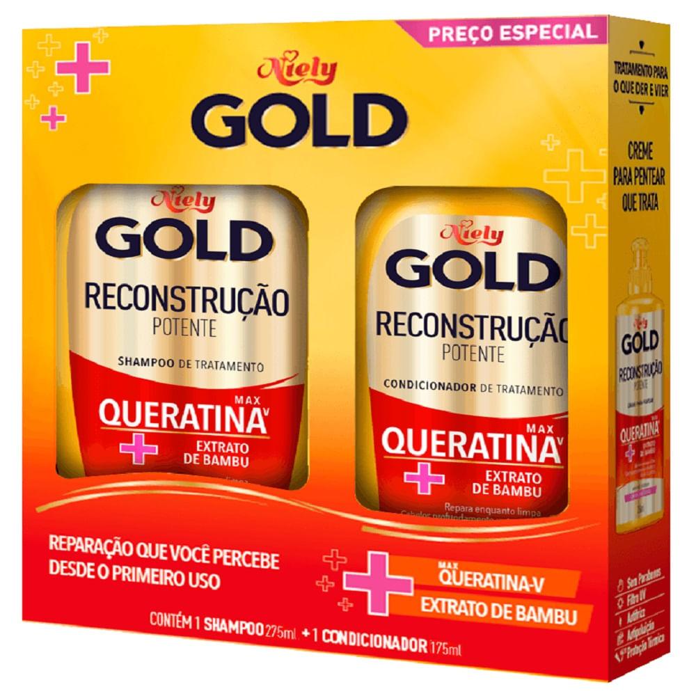 Kit Shampoo Niely Gold Reconstrução Potente 275ml + Condicionador 175ml - 2