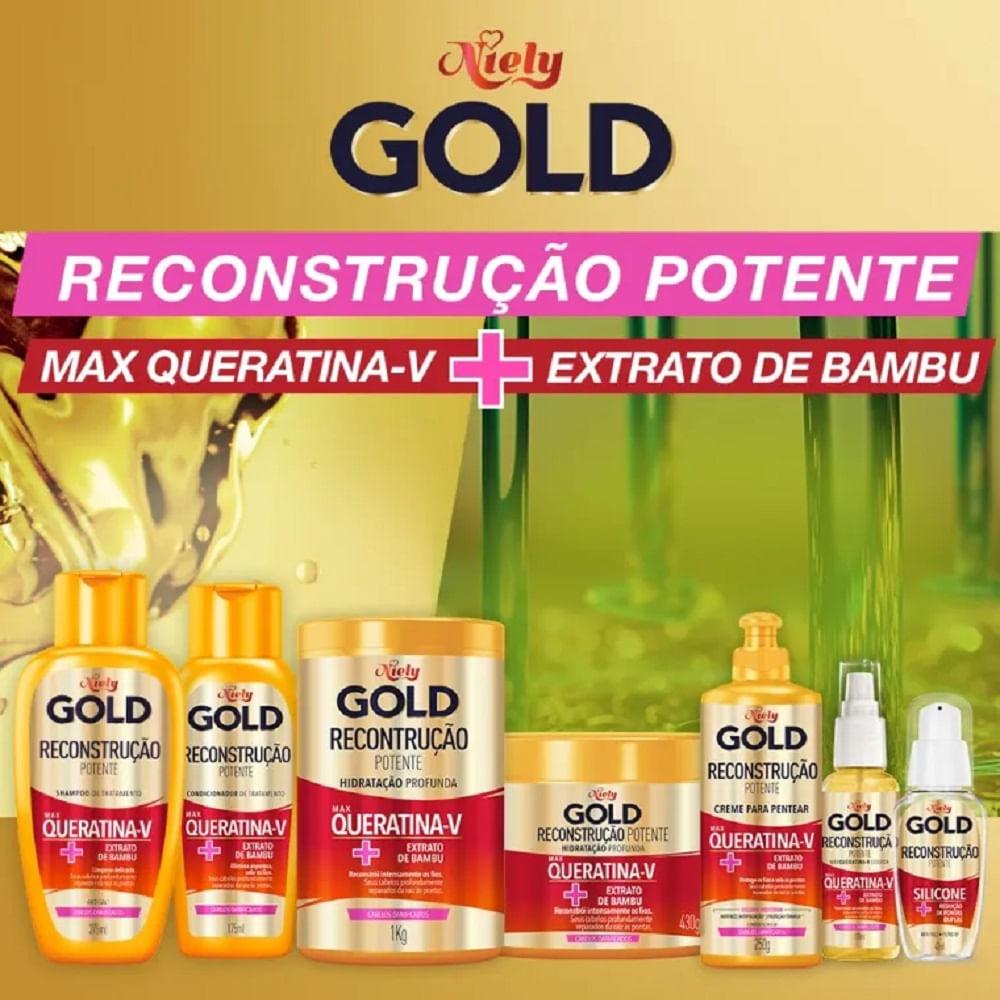 Kit Shampoo Niely Gold Reconstrução Potente 275ml + Condicionador 175ml - 3