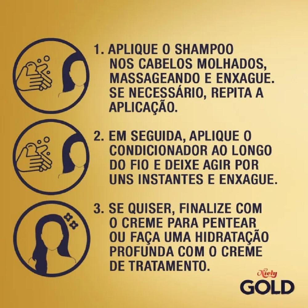 Kit Shampoo Niely Gold Reconstrução Potente 275ml + Condicionador 175ml - 4