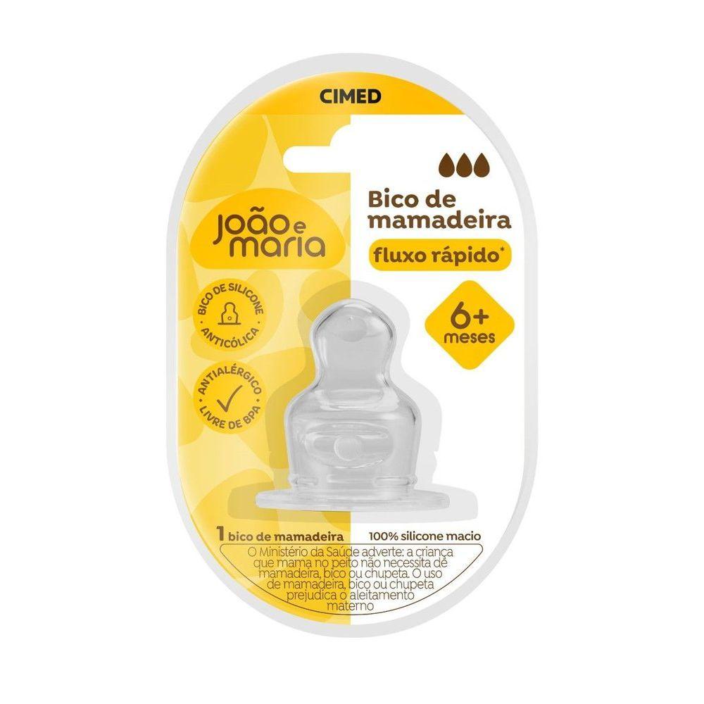 Bico de Mamadeira de Silicone João e Maria Fluxo Rápido Cimed 6+Meses - 1