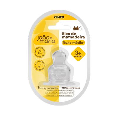 Bico de Mamadeira de Silicone João e Maria Fluxo Médio Cimed 3+Meses