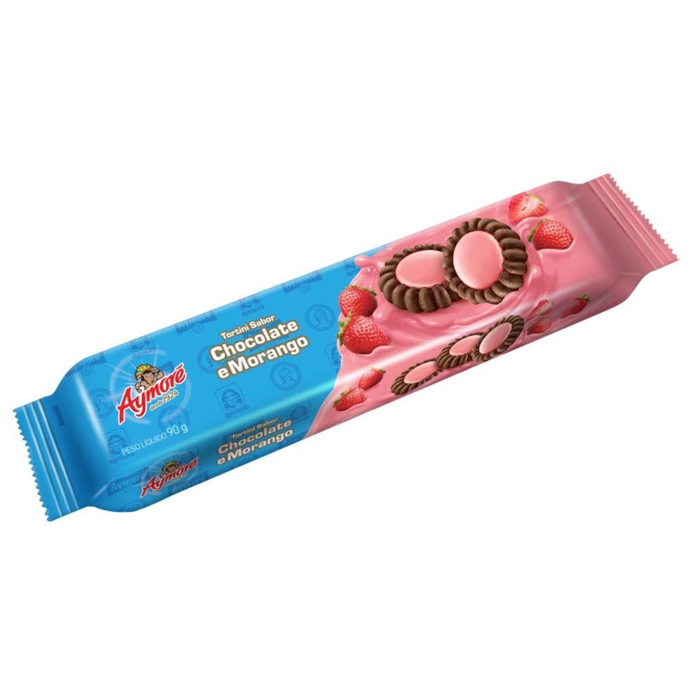 Biscoito Aymoré Tortini Sabor Morango 90g - 1