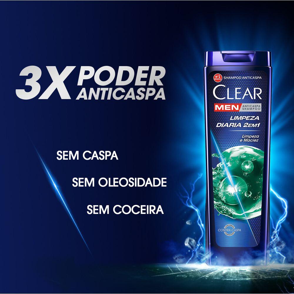 Shampoo Anticaspa Clear Men Limpeza Diária 2 em 1 200ml - 6