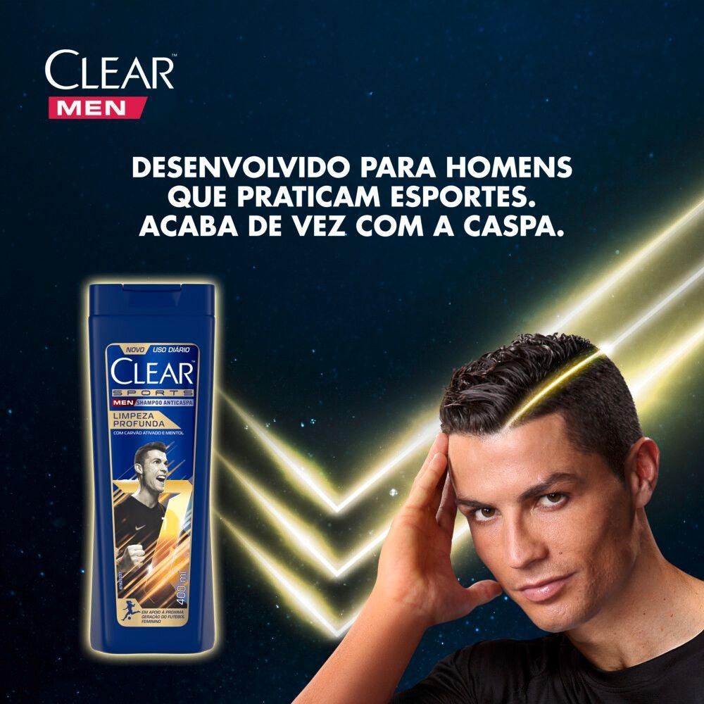 Shampoo Anticaspa Clear Men Sports Cristiano Ronaldo Limpeza Profunda 400 ml - 5