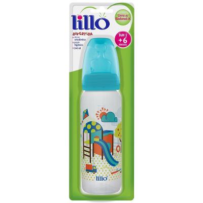 Mamadeira Lillo Bico Ortodôntico Silicone Divertida Azul 250ml