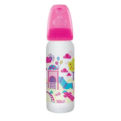 Mamadeira Lillo Bico Ortodôntico Silicone Divertida Rosa 250ml
