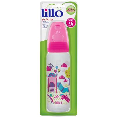 Mamadeira Lillo Bico Ortodôntico Silicone Divertida Rosa 250ml