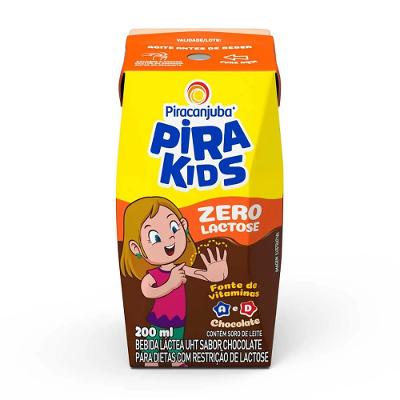 Achocolatado Pirakids Sabor Chocolate Zero Lactose com 200ml