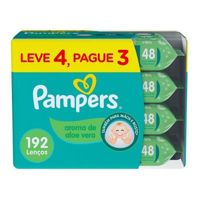 Lenço Umedecido Pampers 192 Unidades Leve+ Por- Aloe Vera