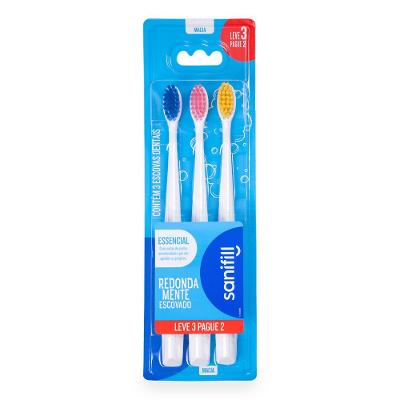 Escova de Dentes Sanifill Essencial Macia 3 Unidades