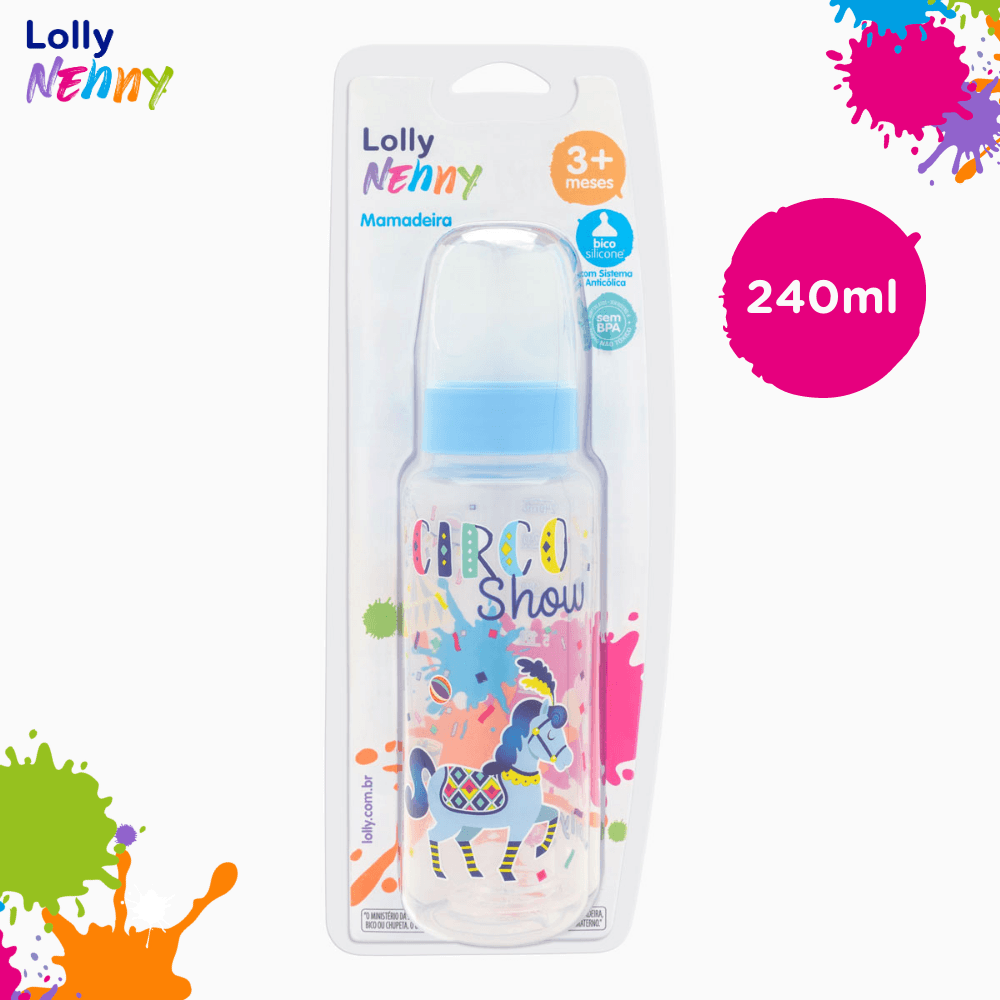 Mamadeira Lolly Tip Silicone Ortodôntico Azul Sortida 240ml - 1