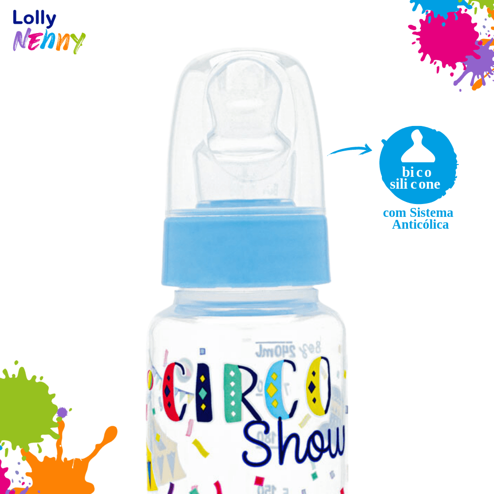 Mamadeira Lolly Tip Silicone Ortodôntico Azul Sortida 240ml - 3
