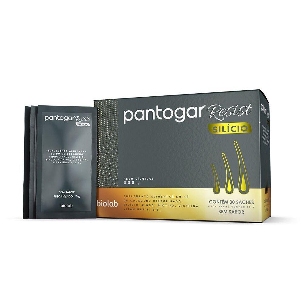 Suplemento Alimentar Pantogar Resist em Pó Silicio Sem Sabor 10g 30 Saches - 1