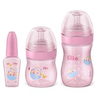 Kit Mamadeiras Lillo Evolution Primeiros Passos Rosa 50ml+120ml+260ml - 1