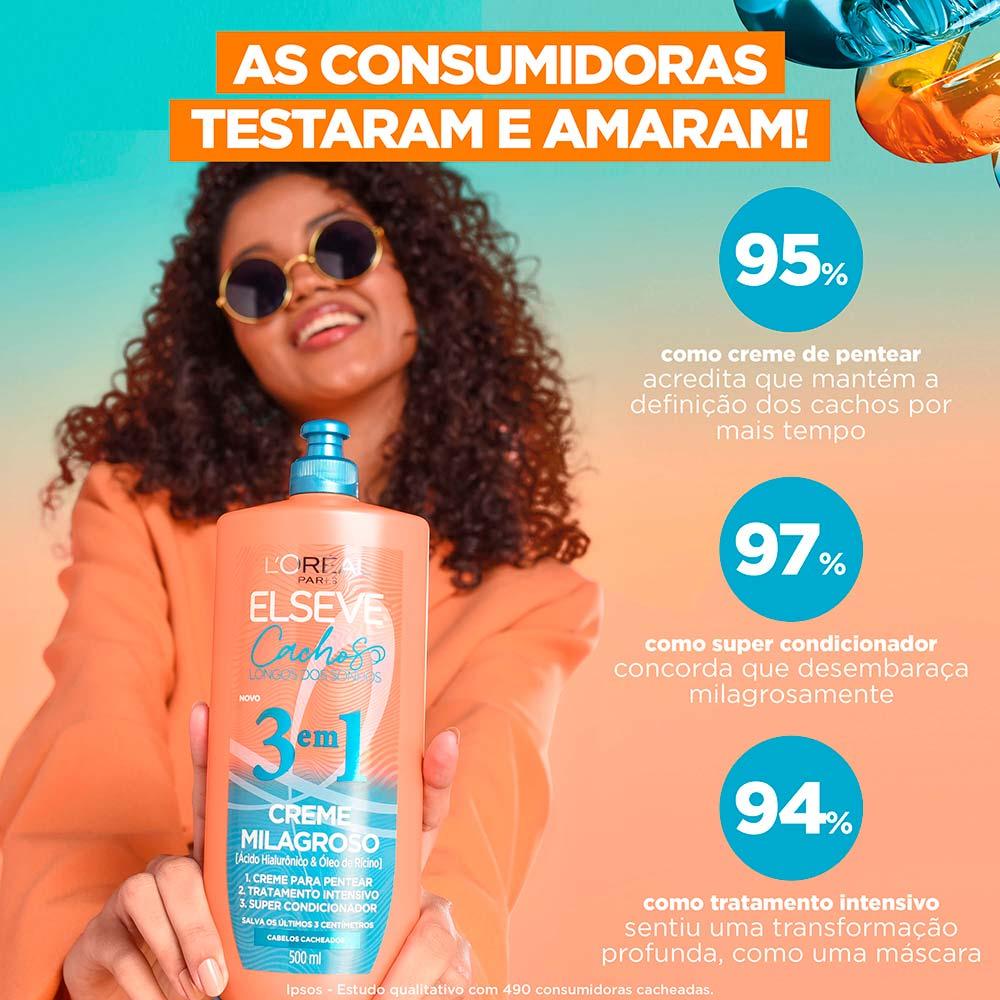 Creme Milagroso 3 em 1 L Oréal Paris Elseve Cachos Longos dos Sonhos, 500ml - 2