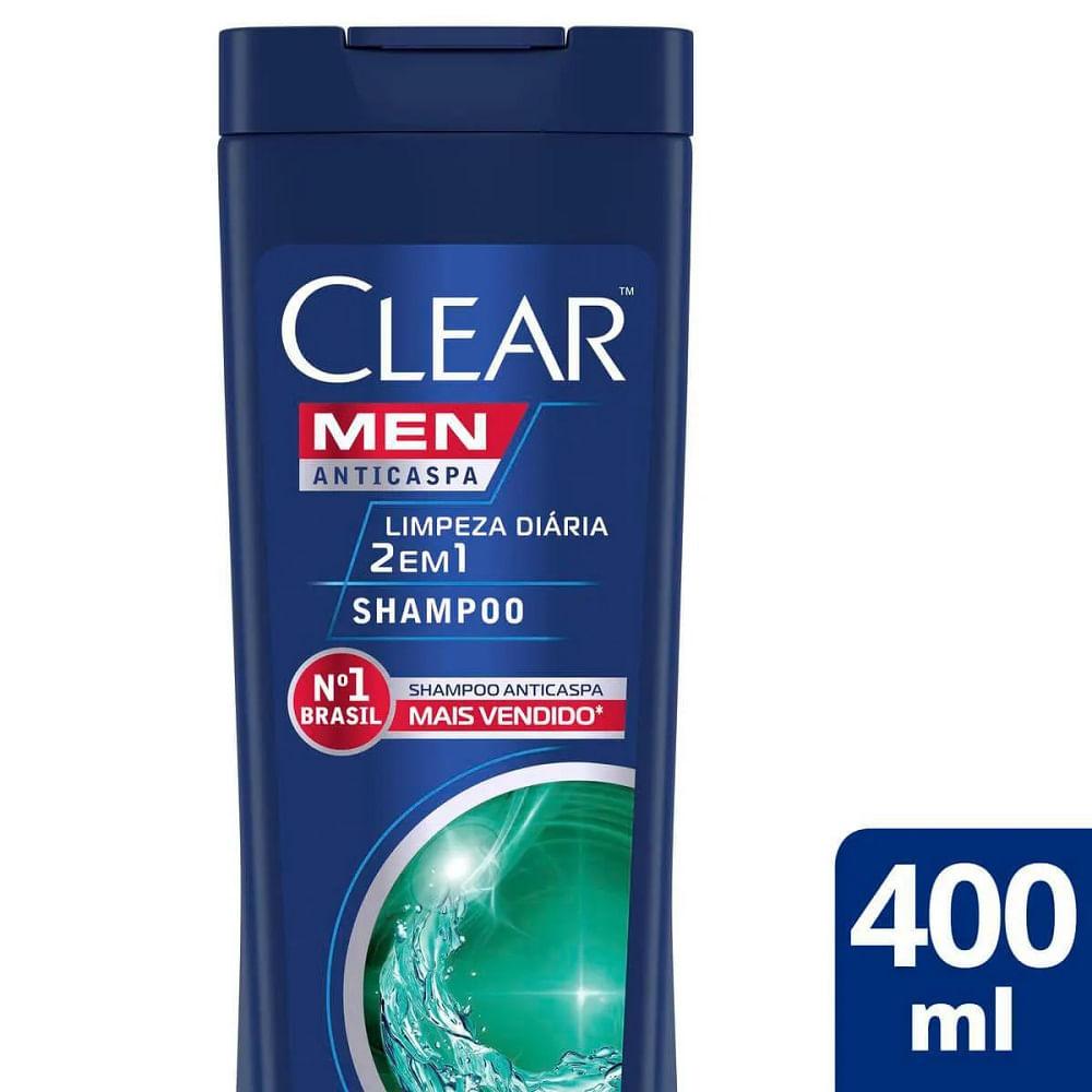 Shampoo Anticaspa Clear Men Limpeza Diária 2 Em 1 - 400ml - 1