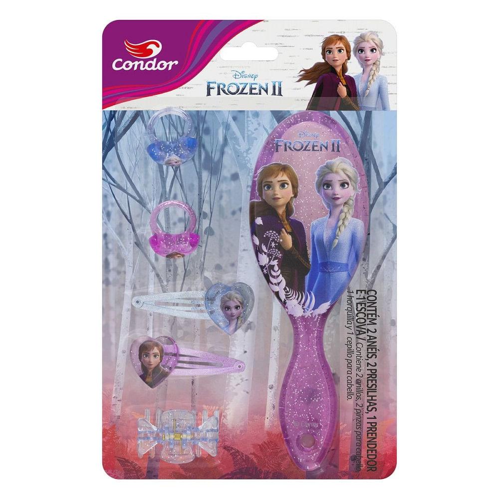 Kit Escova Cabelo Condor Frozen 2 com Acessórios - 1