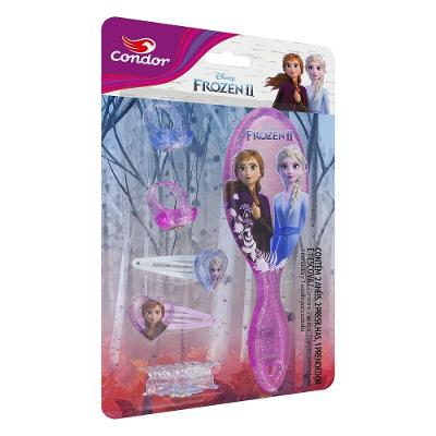 Kit Escova Cabelo Condor Frozen 2 com Acessórios