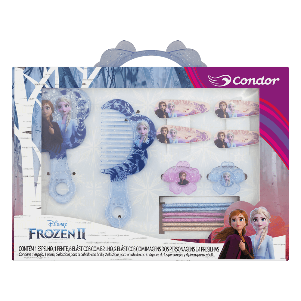 Kit Espelho + Pente Condor Frozen 2 com Acessórios - 1