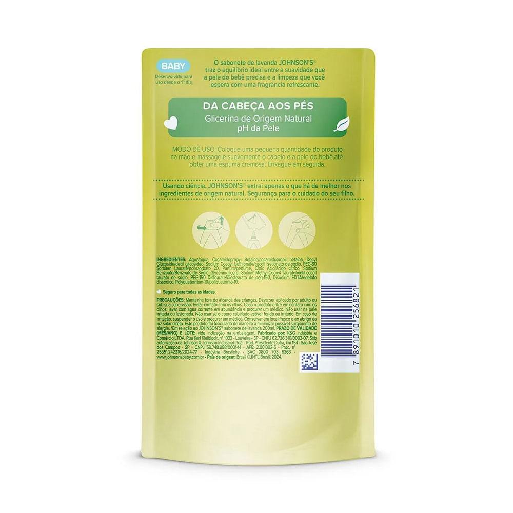 Sabonete Líquido Johnsons Baby Glicerina Lavanda Refil 180ml - 3