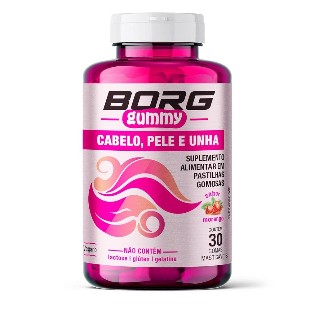 Suplemento Alimentar Borg Gummy Cabelo, Pele e Unha Sabor Morango 30 Gomas Mastigáveis - 1
