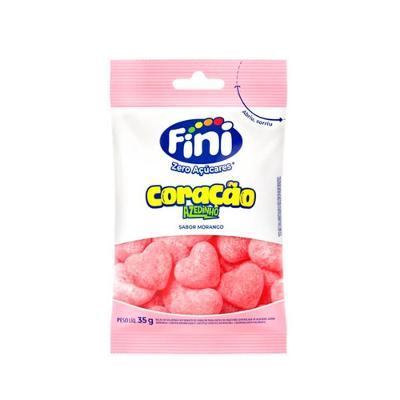 Bala Fini Coração Azedinho Sabor Morango Zero Açúcares 35g