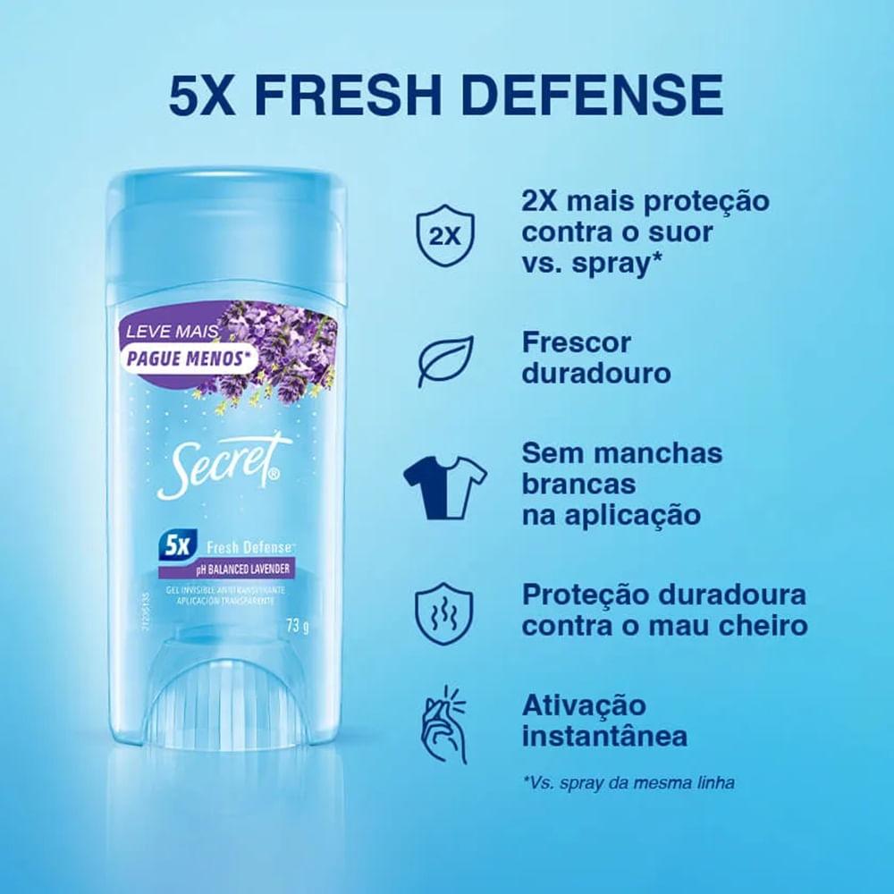 Desodorante Antitranspirante Stick Gel Secret pH Balanced Lavender 73g - 3