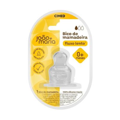 Bico de Mamadeira de Silicone João e Maria Fluxo Lento Cimed 0+Meses