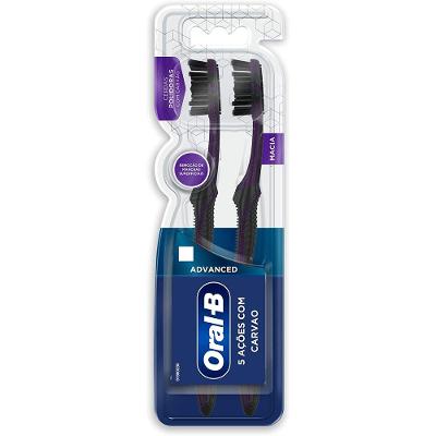 Escova Dental Oral B Complete Charcoal 5 Ações com Carvão 2 Unidades