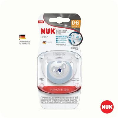 Chupeta de  Silicone Nuk Star Boy 0 a 6 Meses