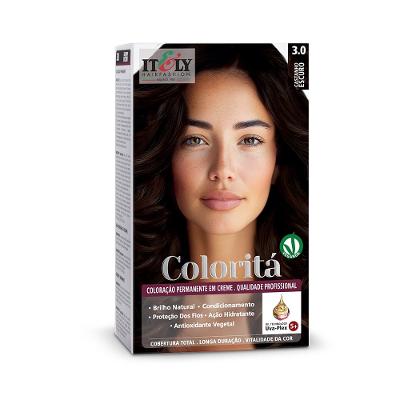 Tinta de Cabelo Coloritá Itely Coloração Em Creme 3.0 Castanho Escuro