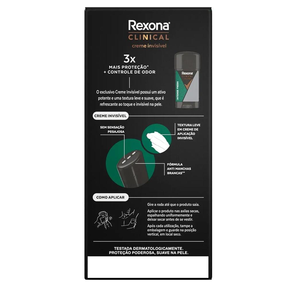 Desodorante Antitranspirante Rexona Clinical Creme Invisível Intense Fresh 58g - 4