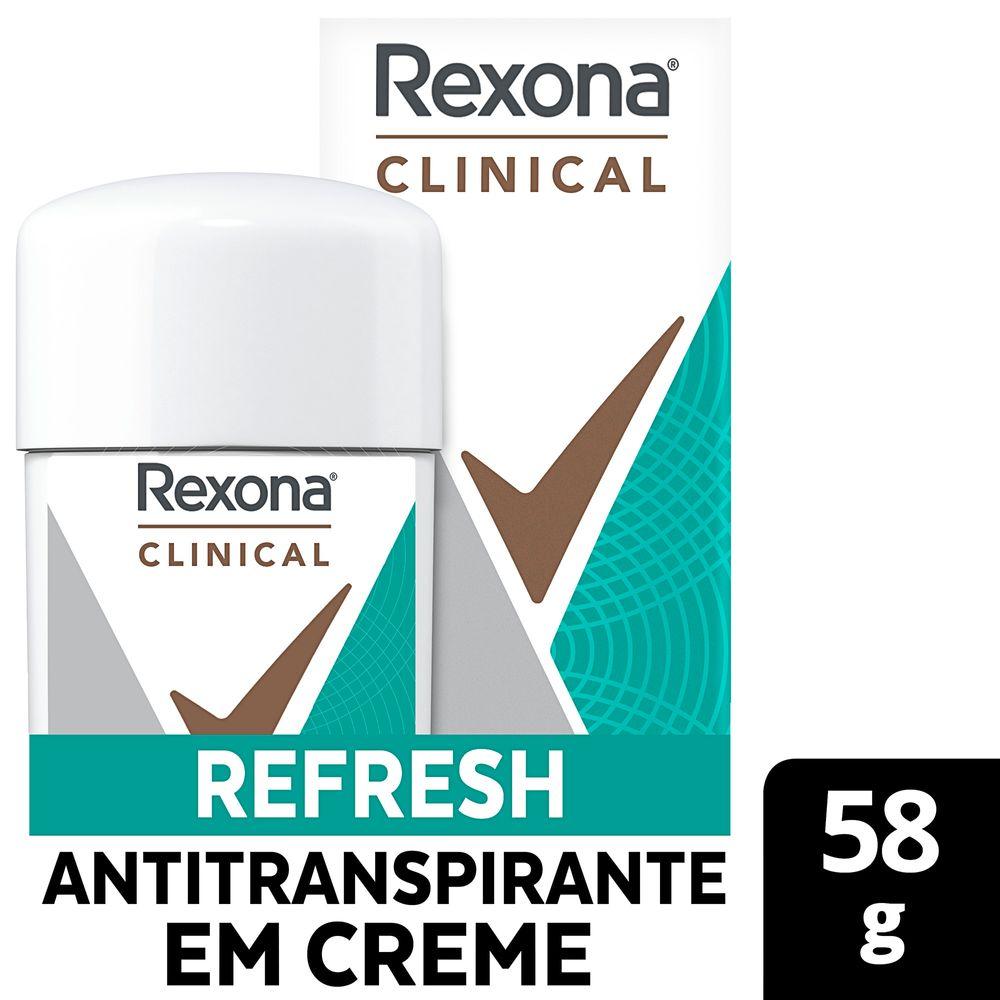 Desodorante Antitranspirante Rexona Clinical Creme Invisível Refresh 58g - 1