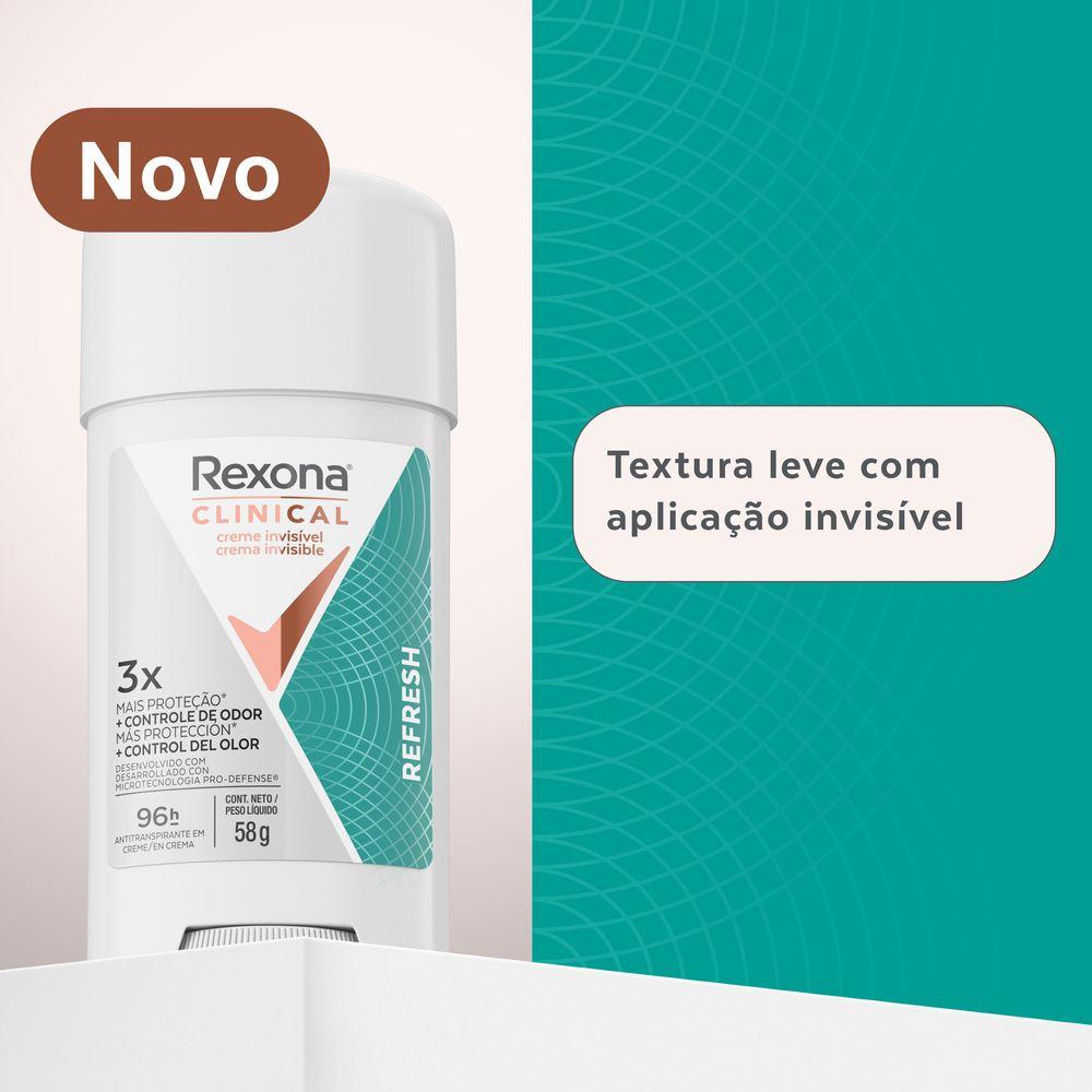 Desodorante Antitranspirante Rexona Clinical Creme Invisível Refresh 58g - 5