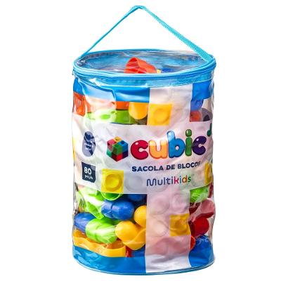 Sacola de Blocos Cubic Jr Multikids Tamanho Grande 80 Peças