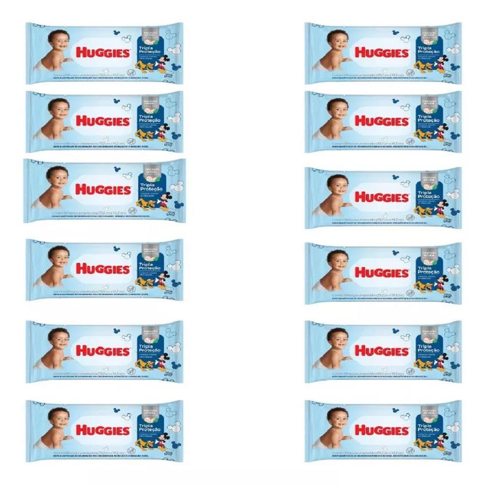 Kit 12 Lenço Umedecido Huggies Tripla Proteção 88 Und Cada - 1