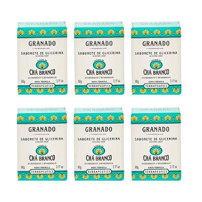 Kit 6 Sabonete Granado Glicerina Terrapeutics Chá Branco 90g cada.