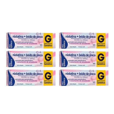 Kit 6 Nistatina + Óxido de Zinco Neo Química Genérico Pomada 60g Cada