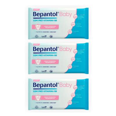Kit 3 Lenço Umedecido Bepantol Baby 48 unidades Cada