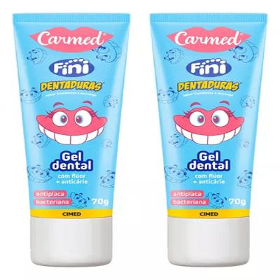 Kit 2 Gel Dental Carmed Dentaduras Flúor Anticárie70g Cada