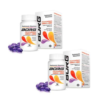 Kit Com 2 Borg Cabelo Pele Unhas 500mg 30 Comprimidos