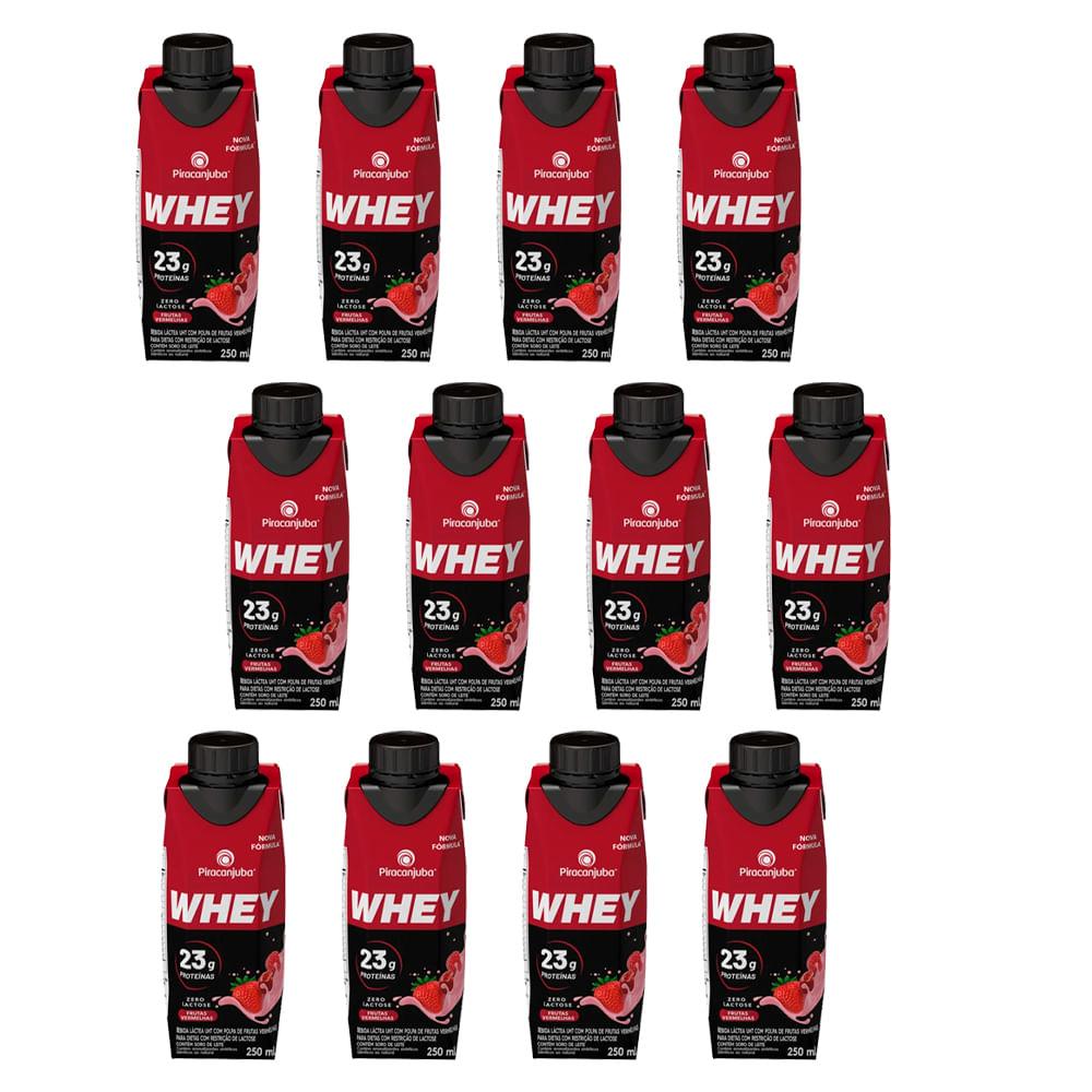 Kit com 12 Piracanjuba Whey Sabor Frutas Vermelhas 250ml - 1